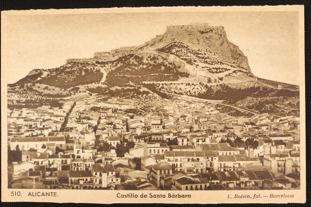 Antiques of postcard castle of santa barbara alicante