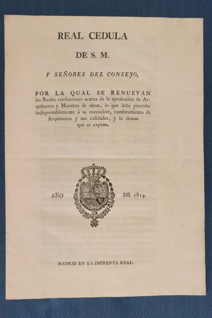 Antiques of royal decree for architects and masters of works