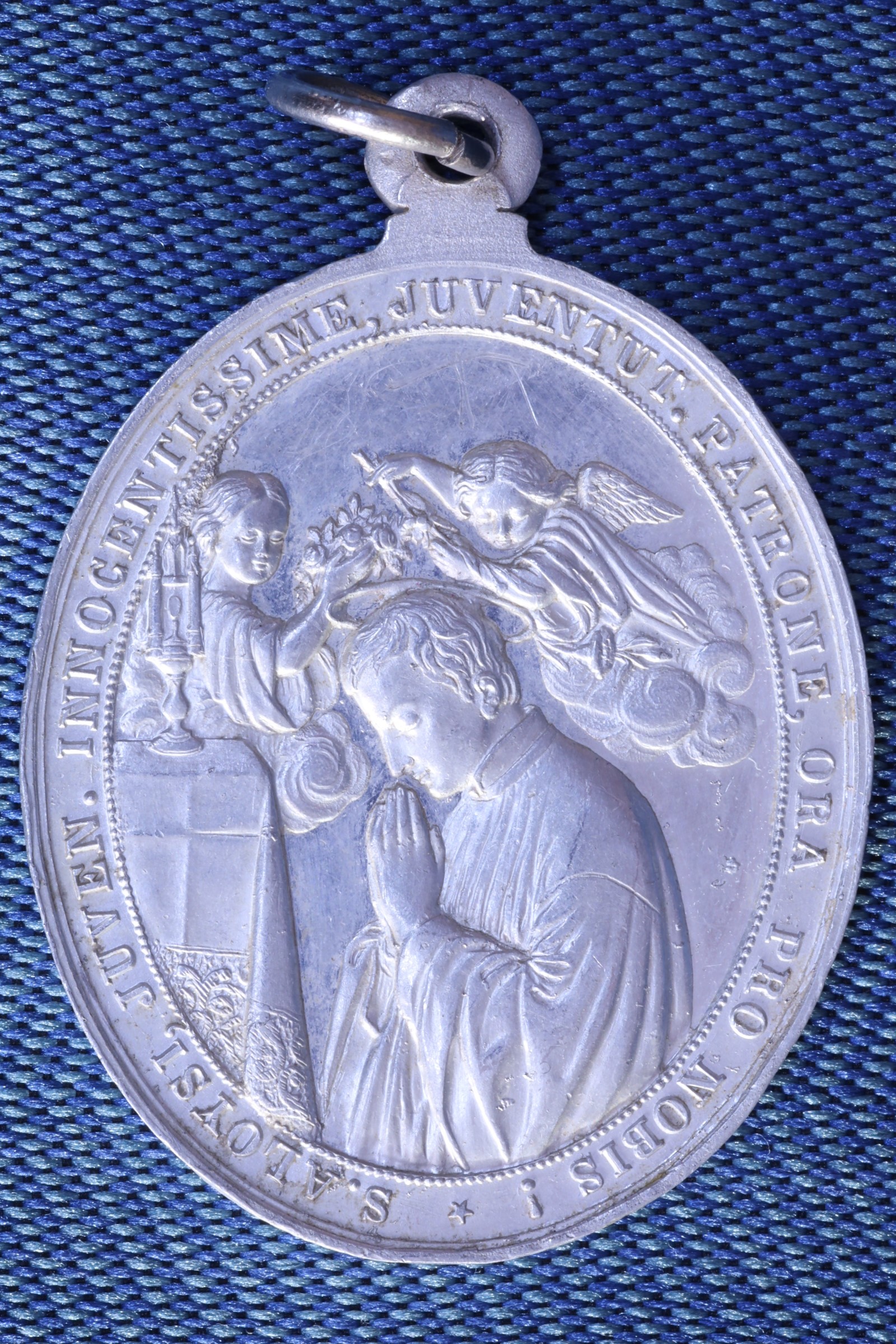 Antiques of saint louis gonzaga and marian congregation medal aluminium