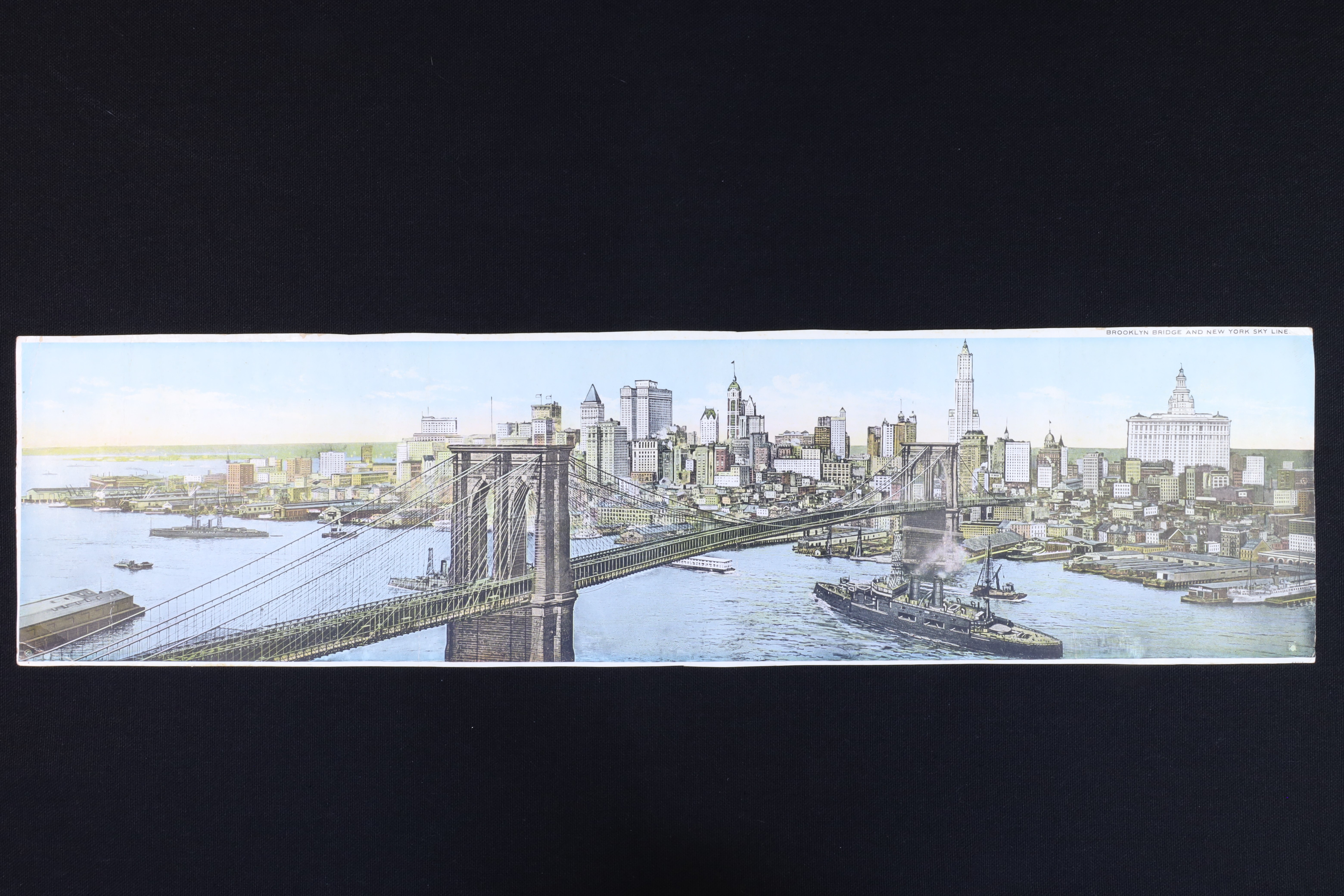 Antiques of triple rectangular postcard brooklyn bridge colour