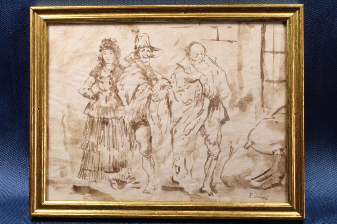 Antiques of water colour drawing popular types of madrid e lucas velazquez