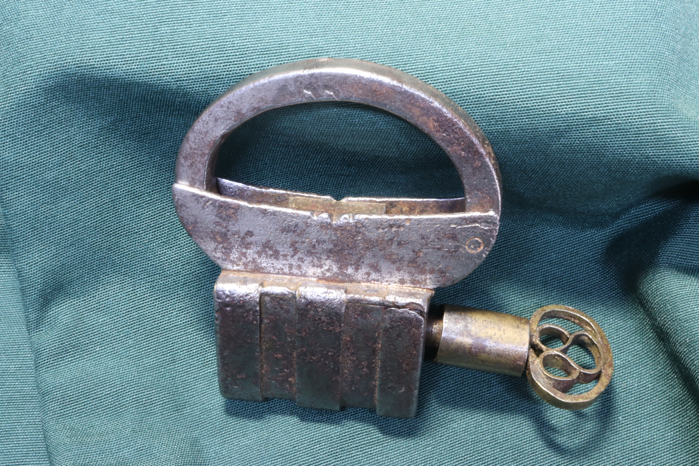 Antiques of iron padlock with key