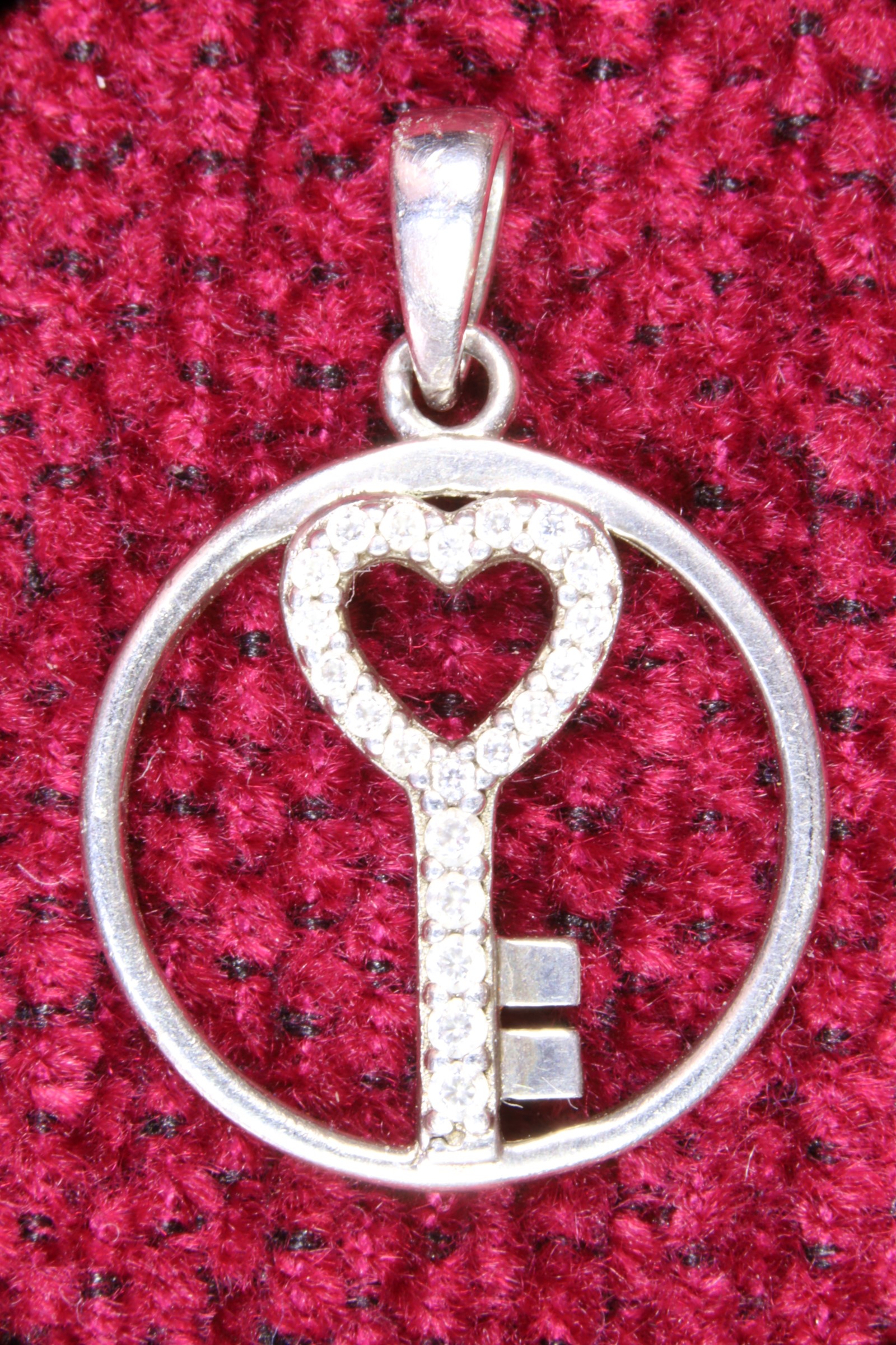 Antiques of key pendant silver with zircons