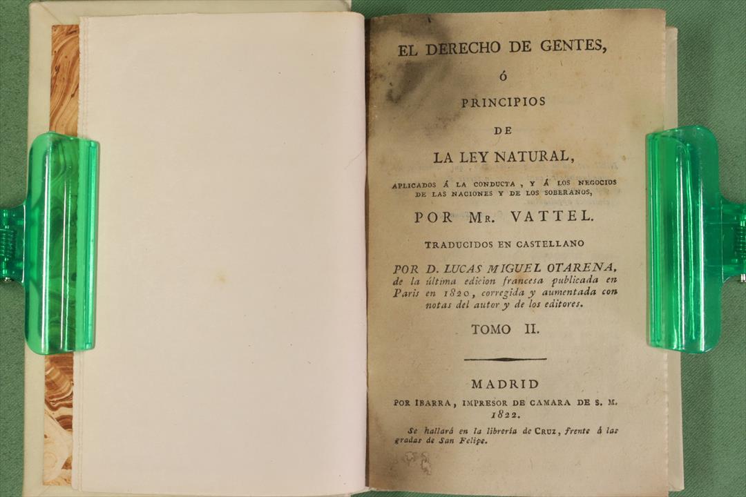 EL DERECHO DE GENTES O PRINCIPIOS DE LA LEY NATURAL. EMER DE VATTEL. (t)