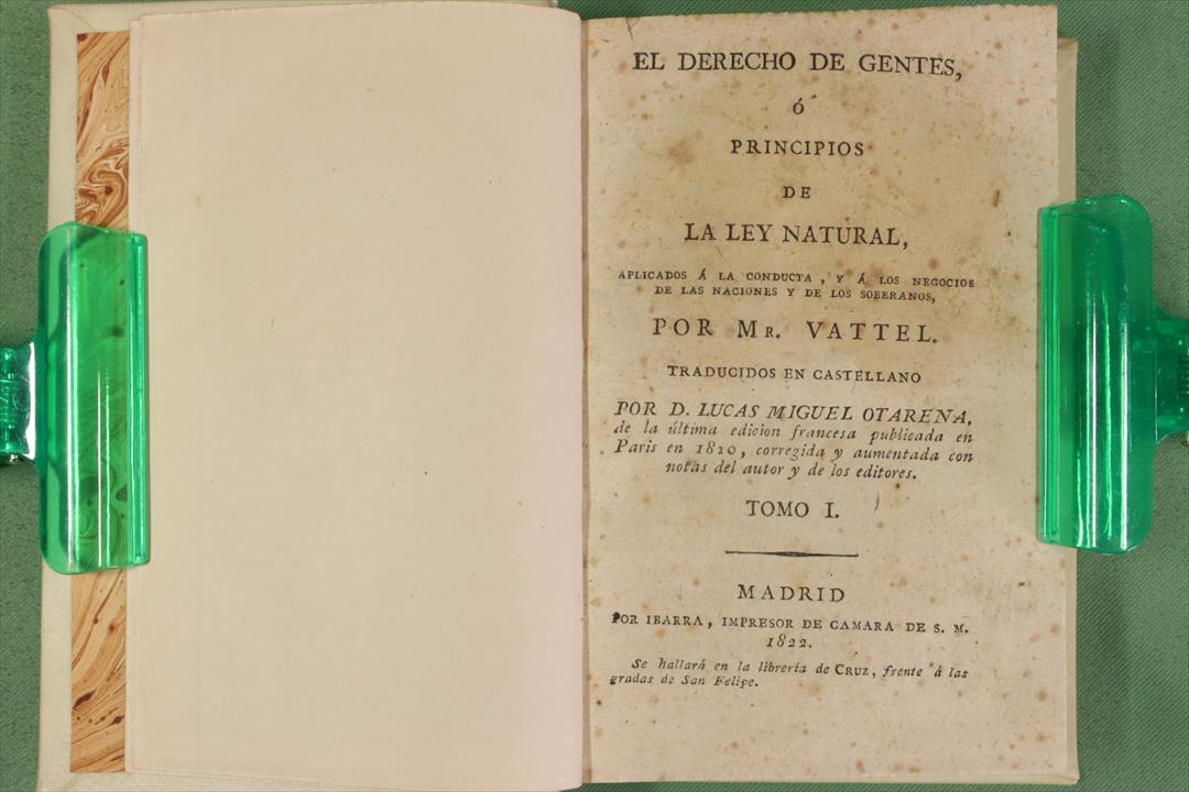 EL DERECHO DE GENTES O PRINCIPIOS DE LA LEY NATURAL. EMER DE VATTEL. (t)