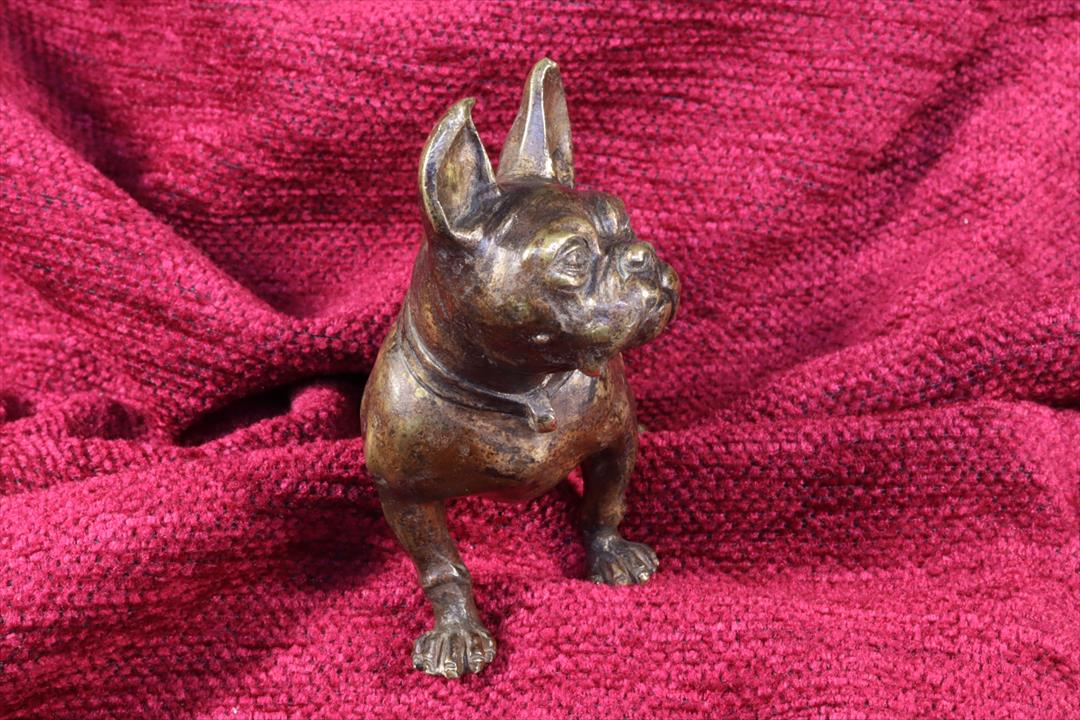 Antiguedades de escultura perro bulldog frances bronce