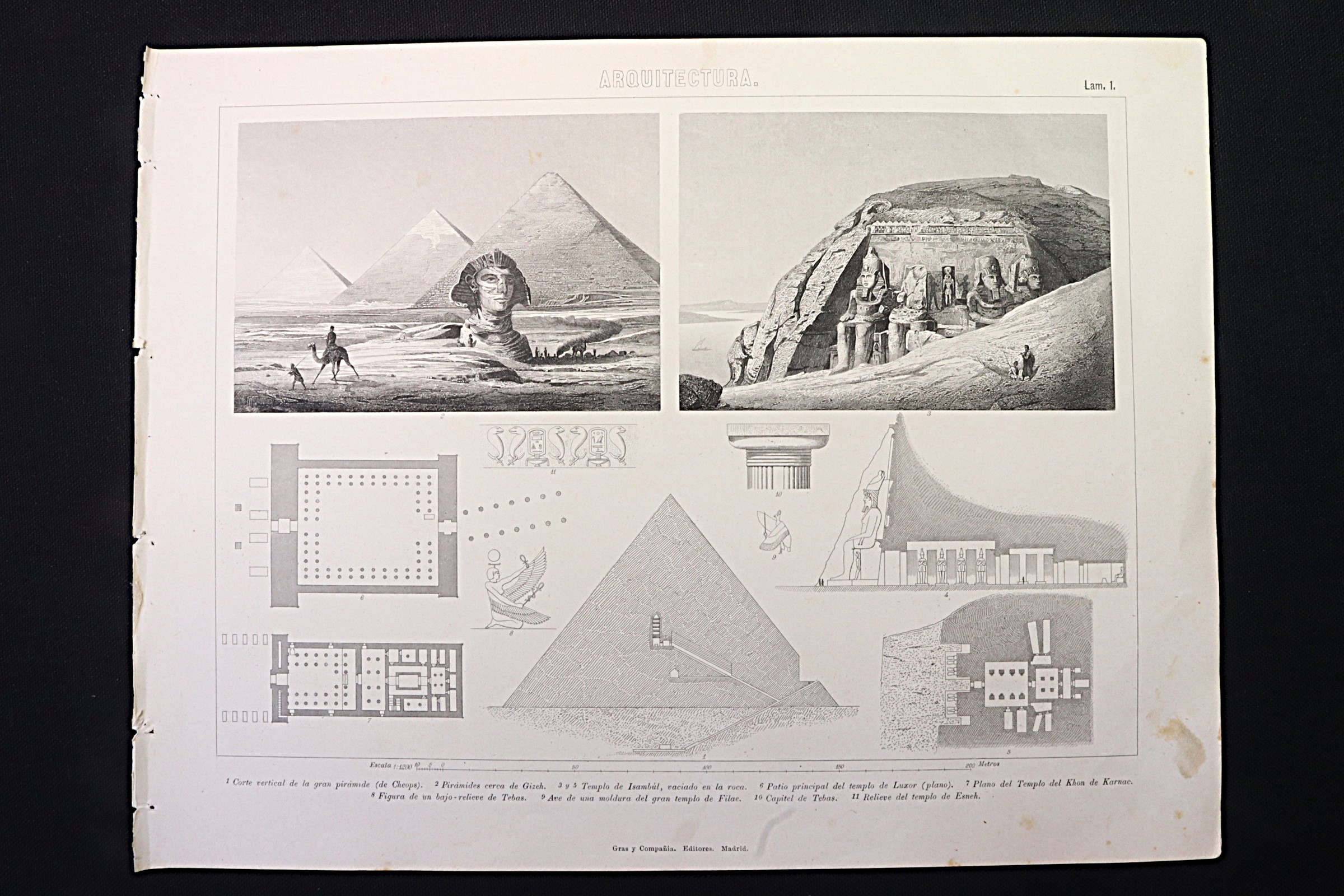 Antiques of engraving architecture gras temples pyramids and plans