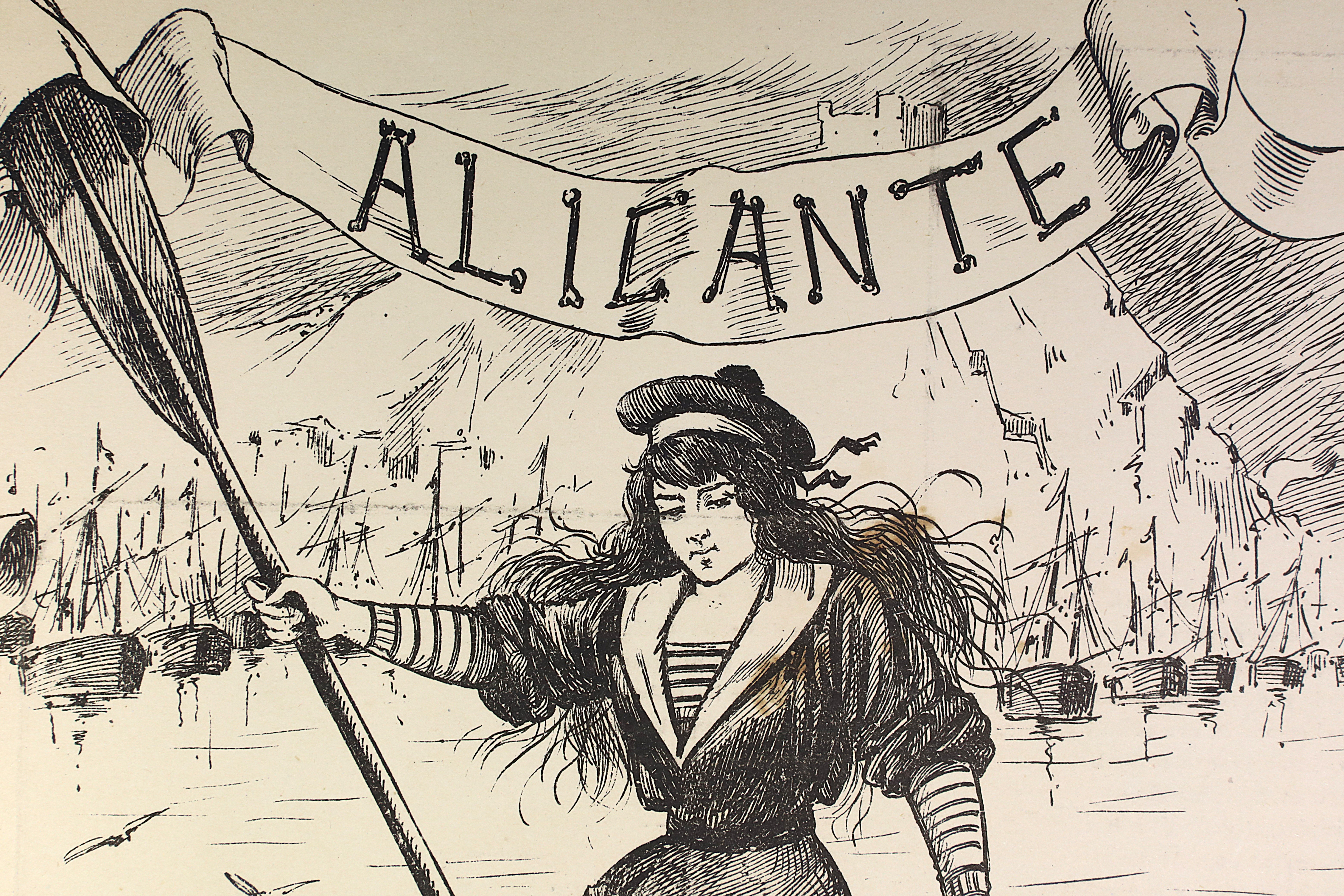 GRABADO LITOGRAFÍA ESPAÑA CÓMICA. APUNTES DE VIAJE. ALICANTE.