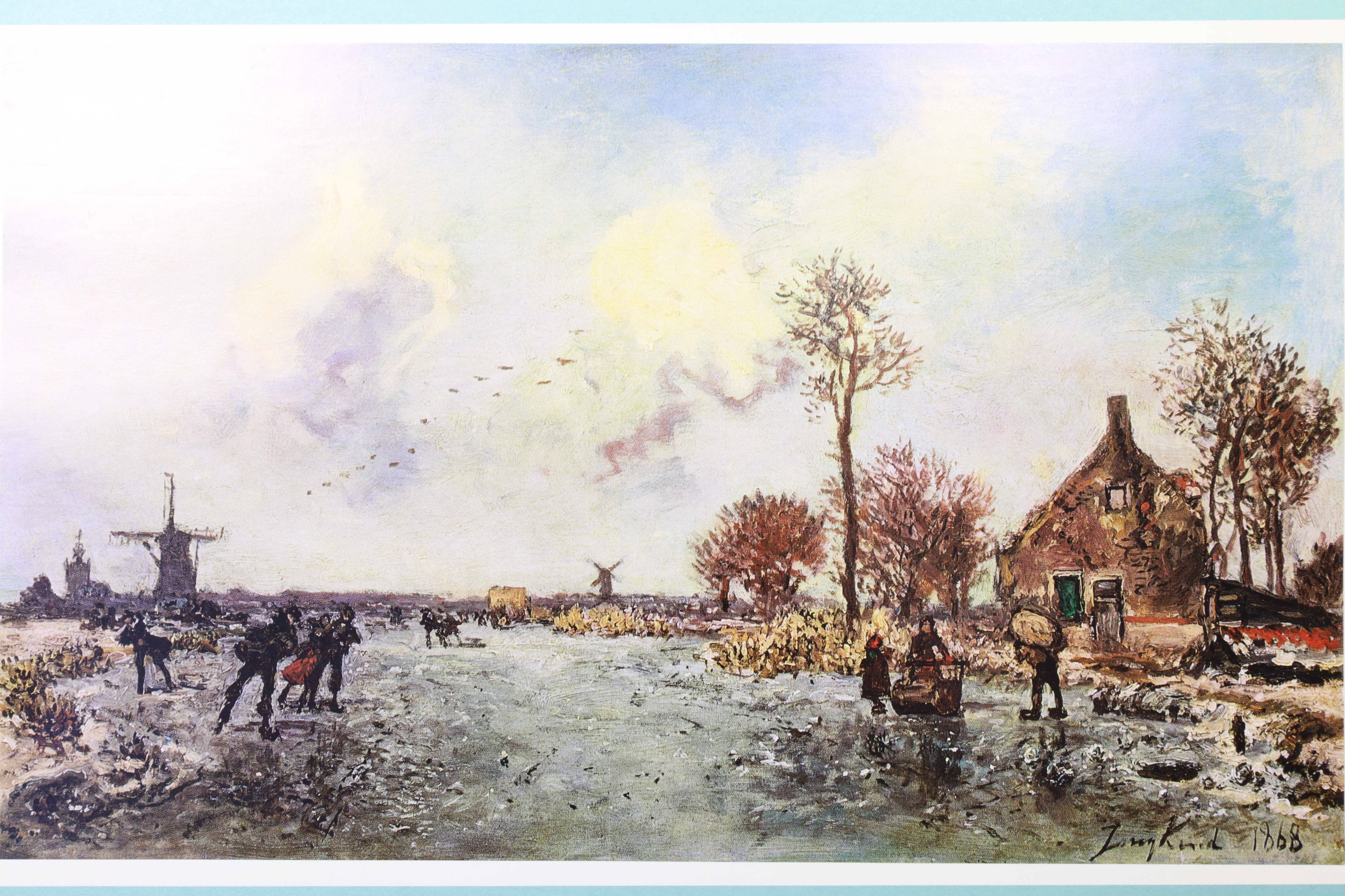 LÁMINA PATINADORES EN ROTTERDAM. JONGKIND. 1868