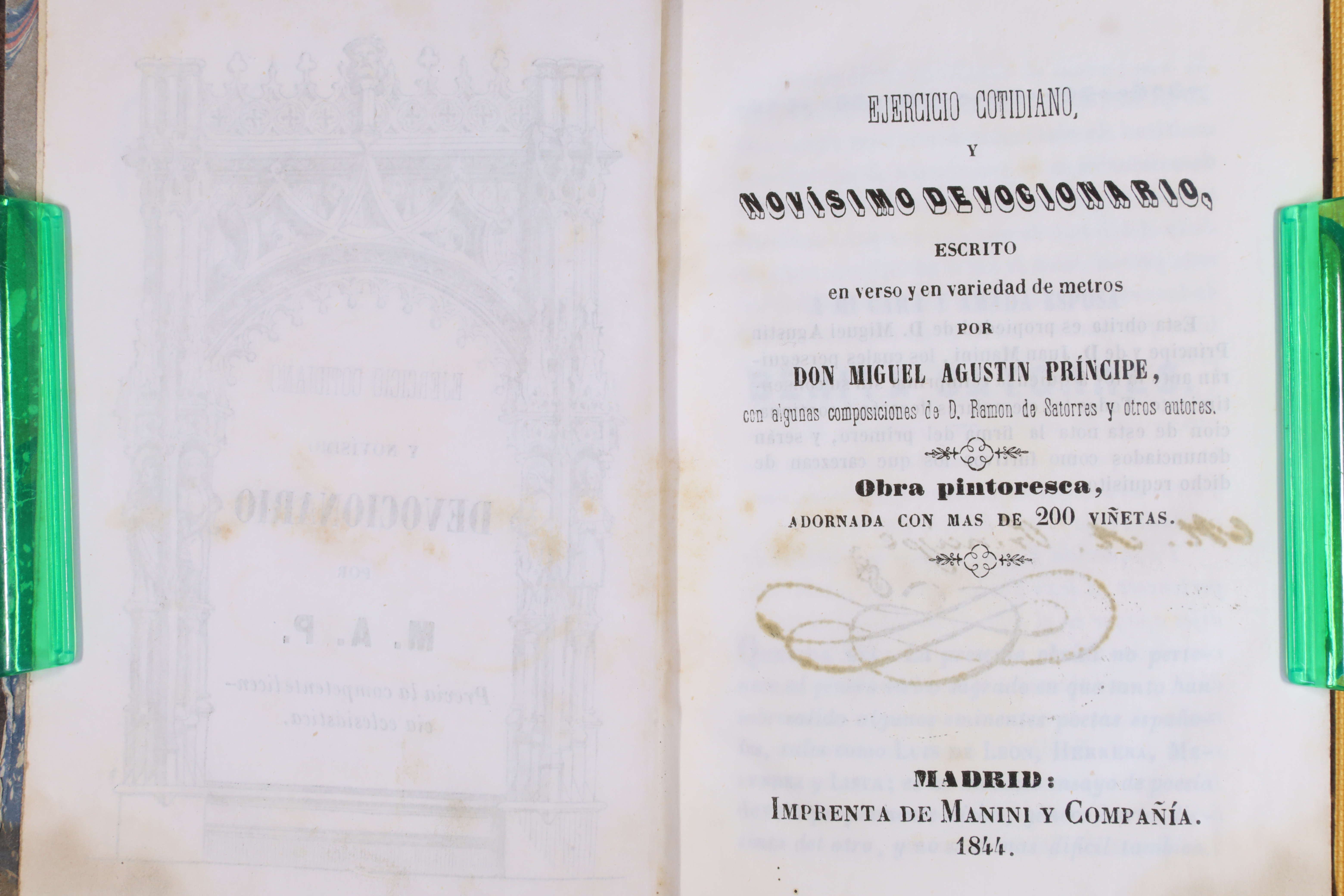 LIBRO EJERCICIO COTIDIANO Y NOVÍSIMO DEVOCIONARIO. MIGUEL AGUSTÍN PRÍNCIPE. 1844