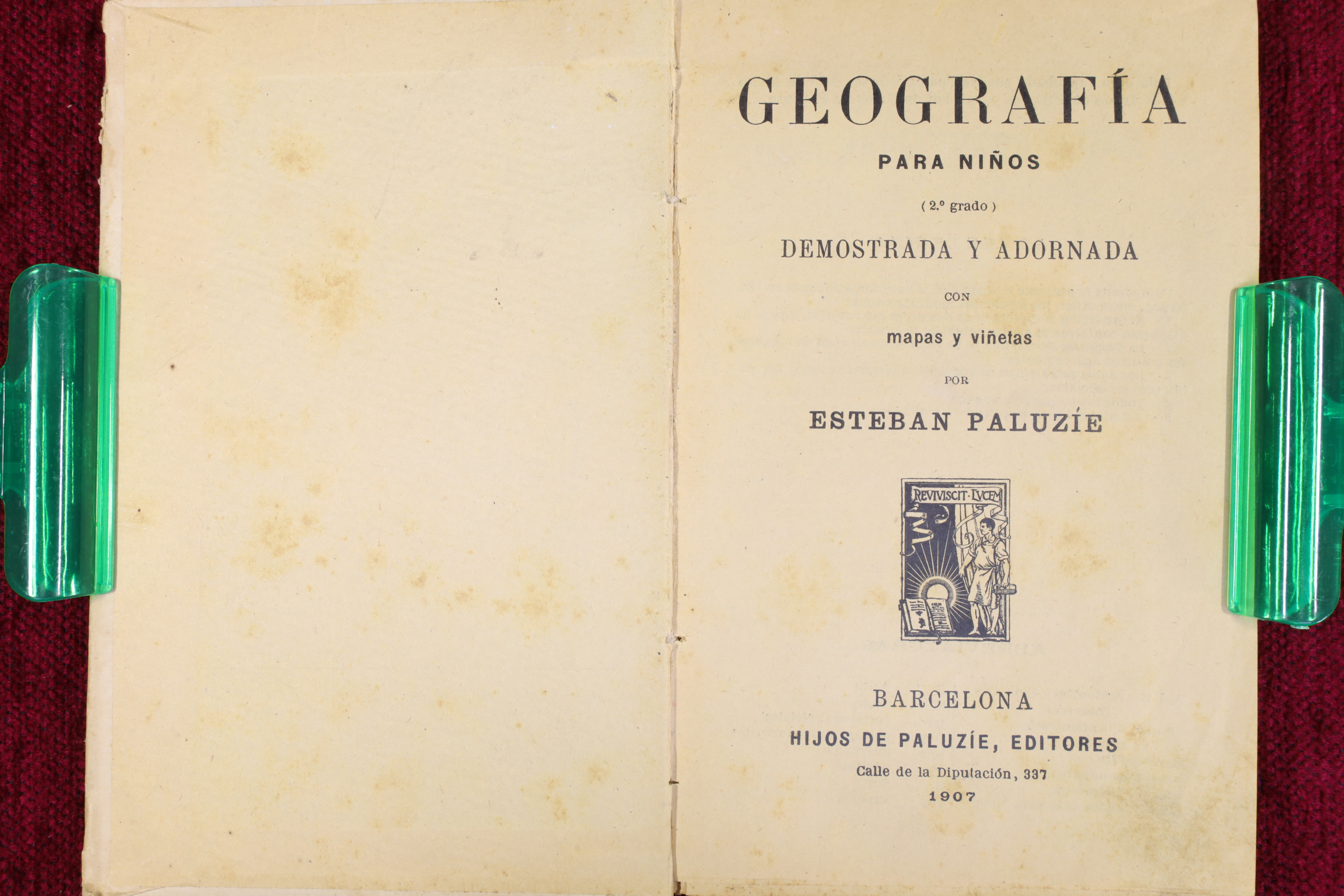 LIBRO GEOGRAFÍA PARA NIÑOS. 2º GRADO. PALUZÍE. 1907  