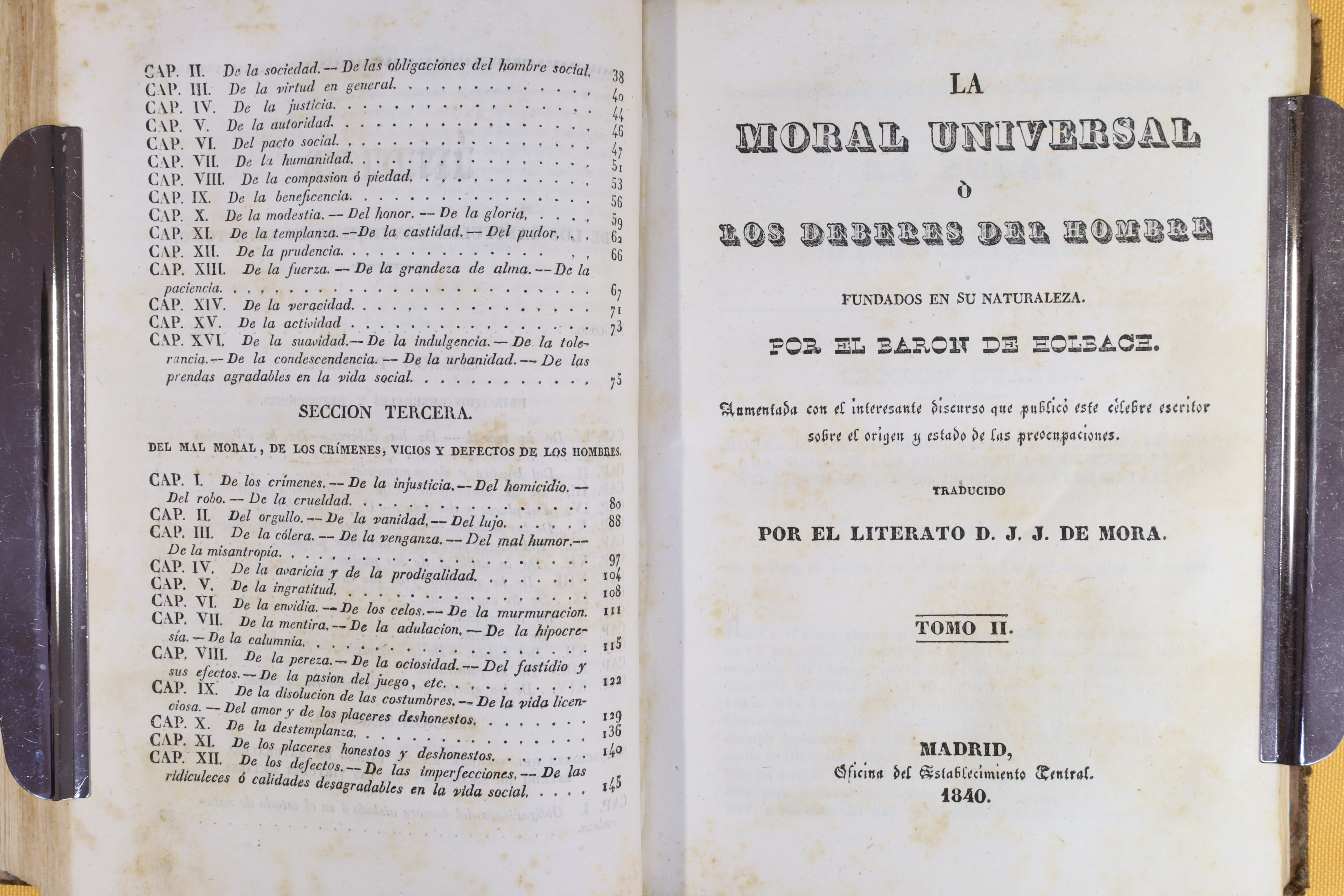 LIBRO LA MORAL UNIVERSAL. TRES TOMOS. 1840 (t)