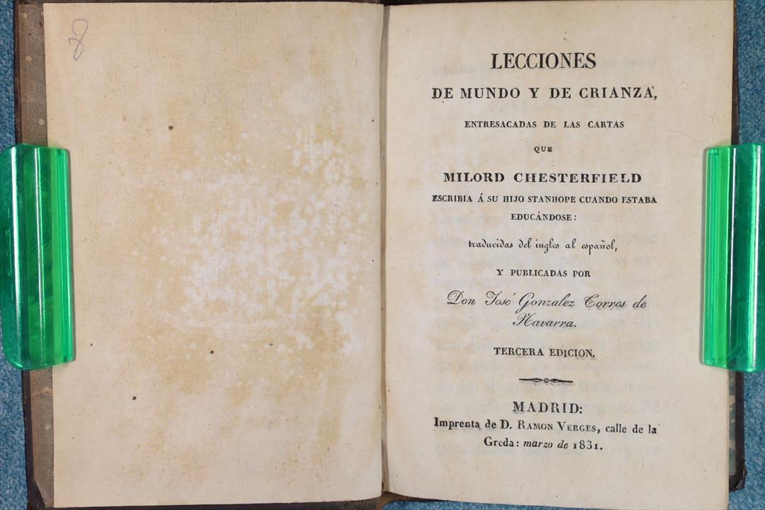 LIBRO LECCIONES DE MUNDO Y DE CRIANZA. 1831 (t)