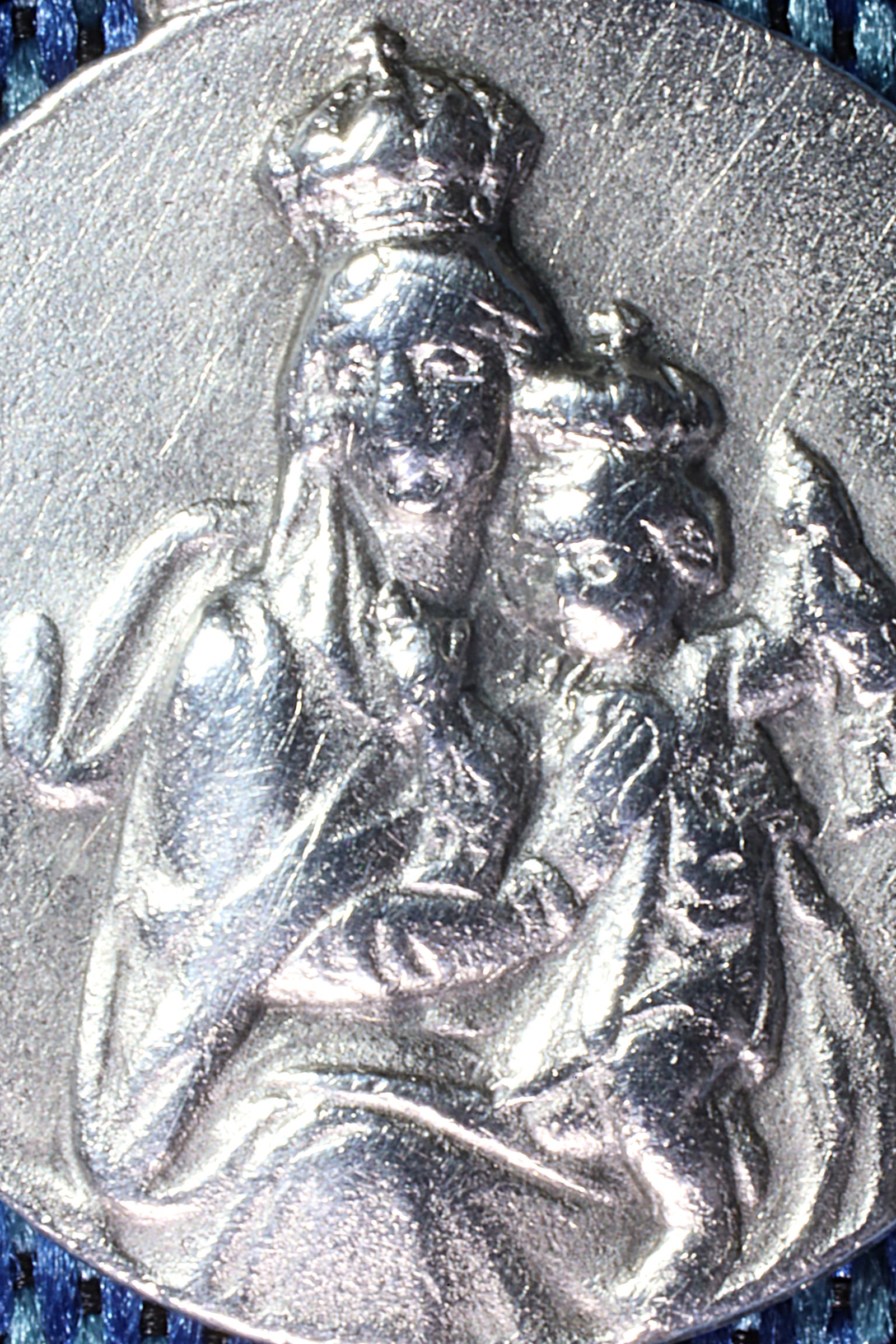 MEDALLA SAGRADO CORAZÓN. VIRGEN DEL CARMEN. PEQUEÑA. PLATA.