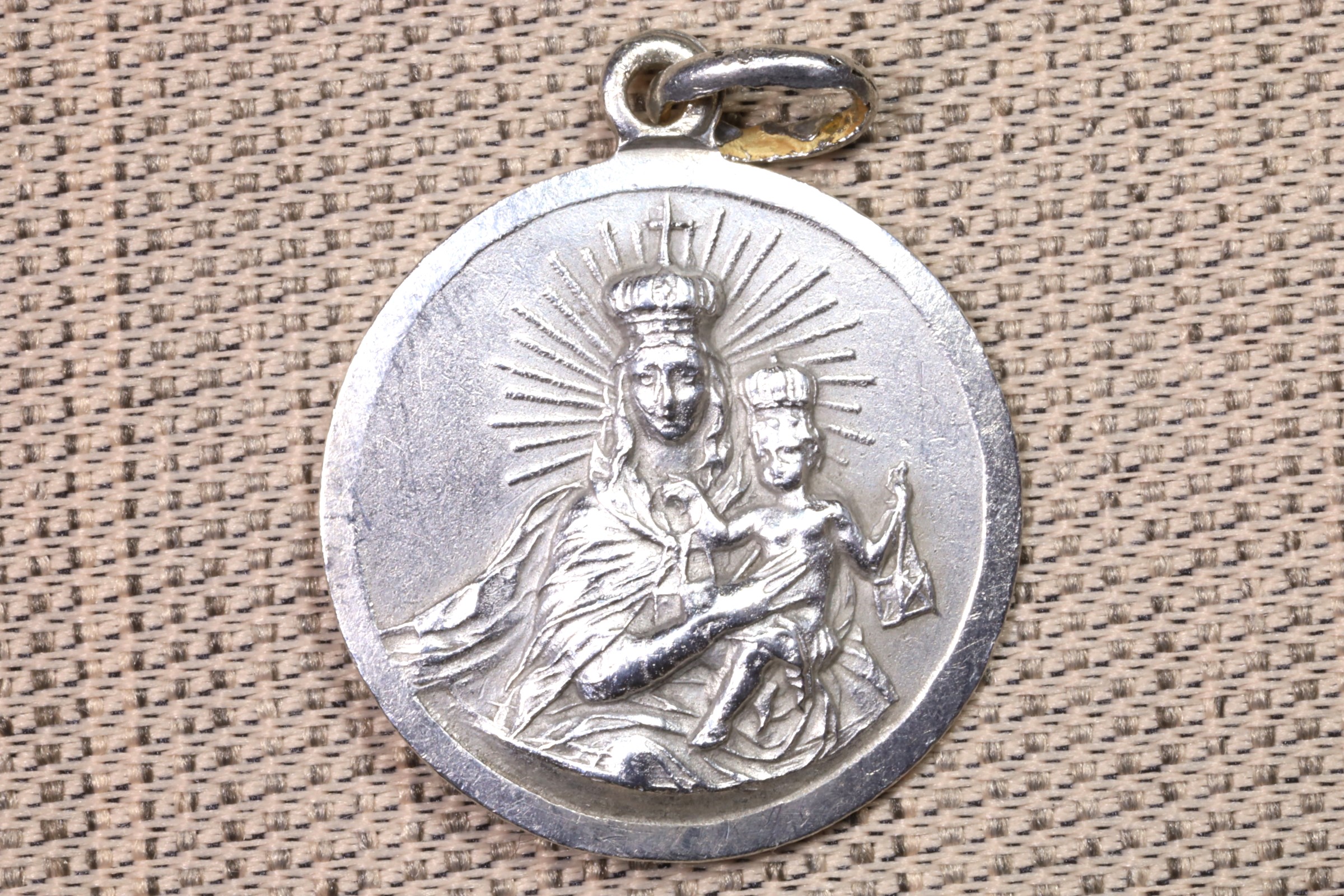 Antiques of medal sacred heart virgin of carmen silver