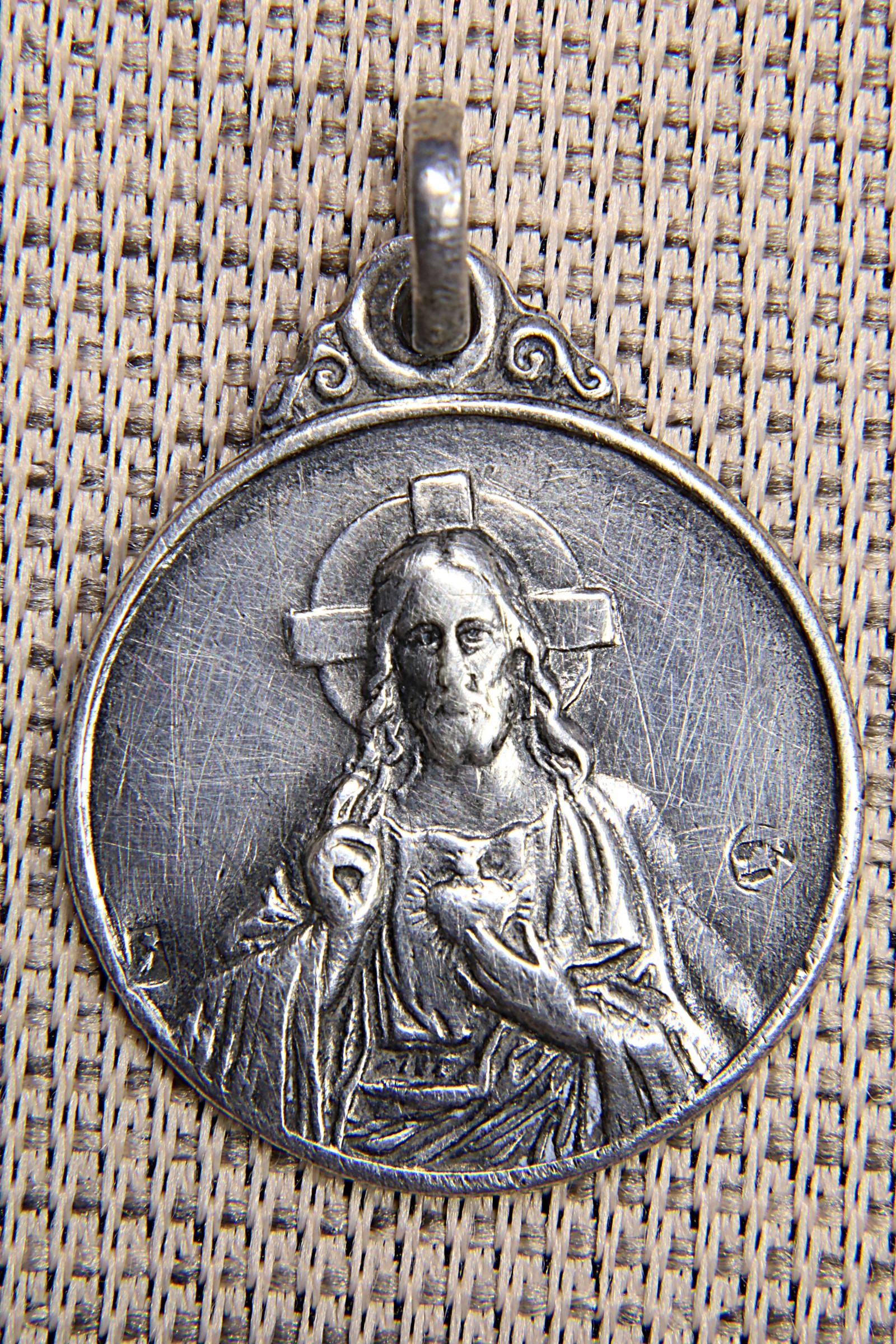 Antiques of medal sacred heart virgin of carmen silver modernist