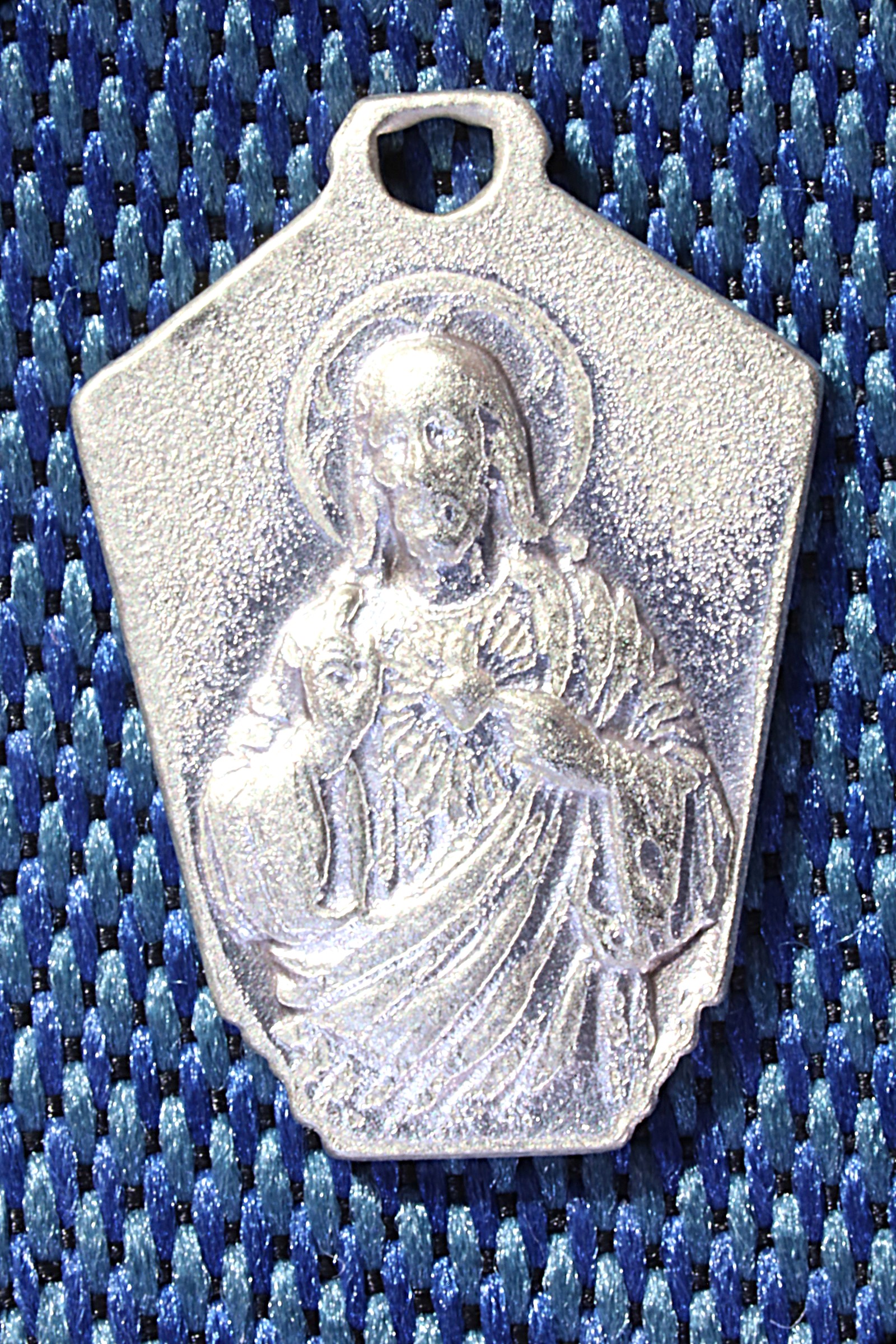 MEDALLA VIRGEN DEL PILAR Y SAGRADO CORAZÓN. MINIATURA.