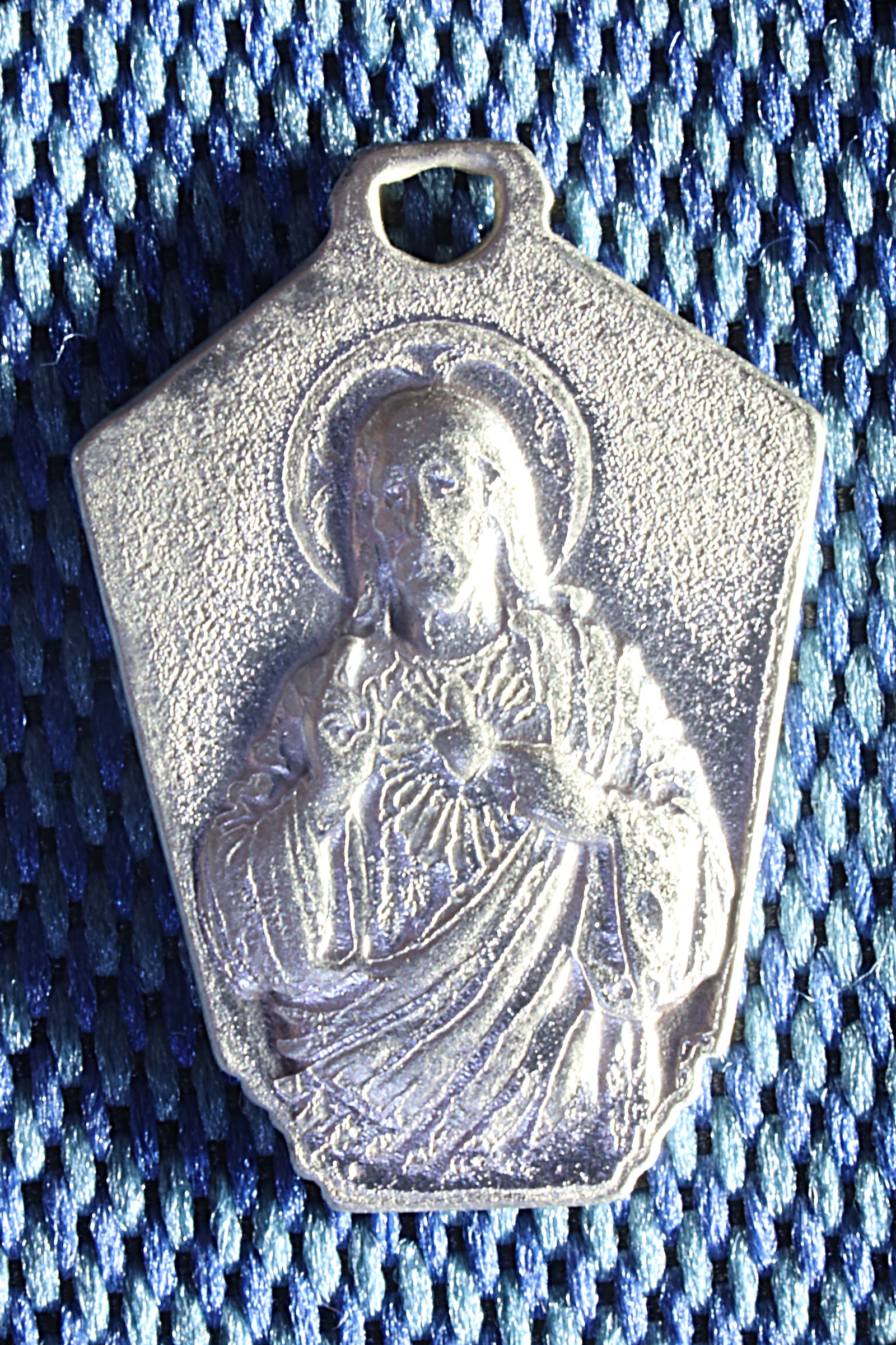 MEDALLA VIRGEN DEL PILAR Y SAGRADO CORAZÓN. MINIATURA.