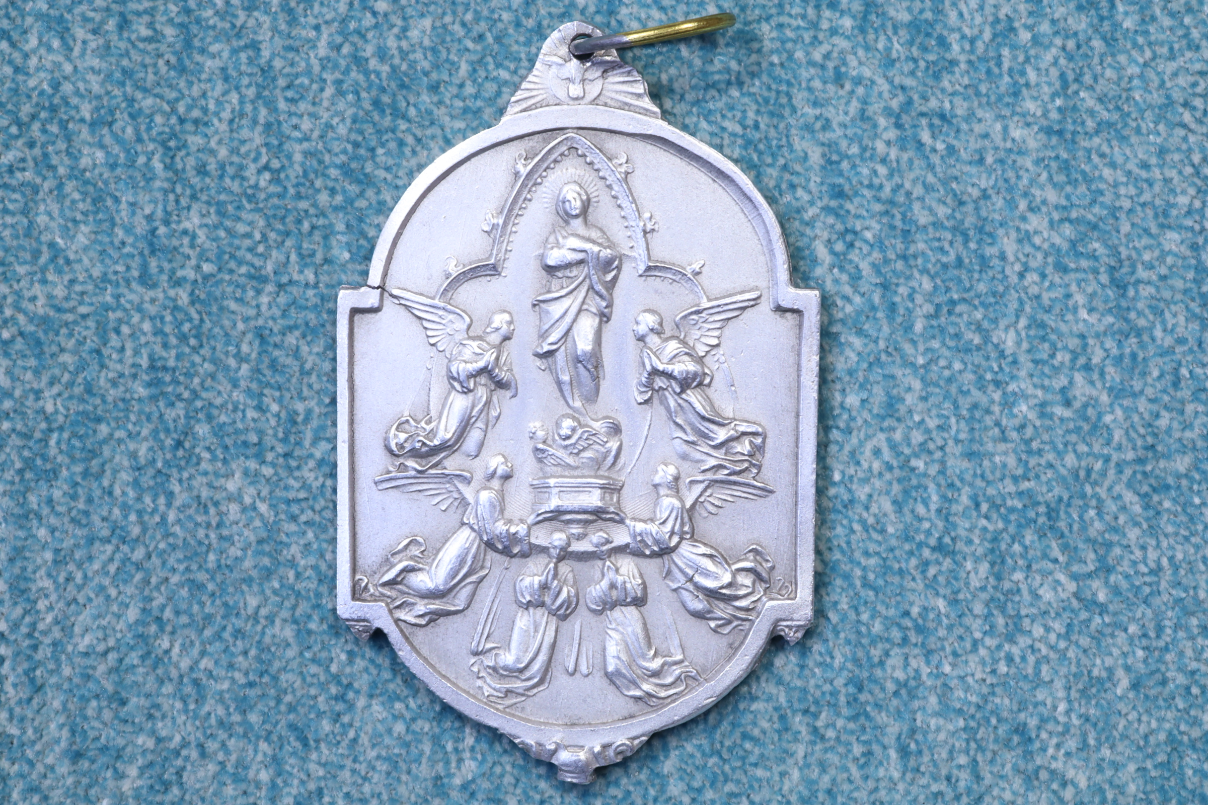 Antiques of virgin immaculate medal angels aluminium