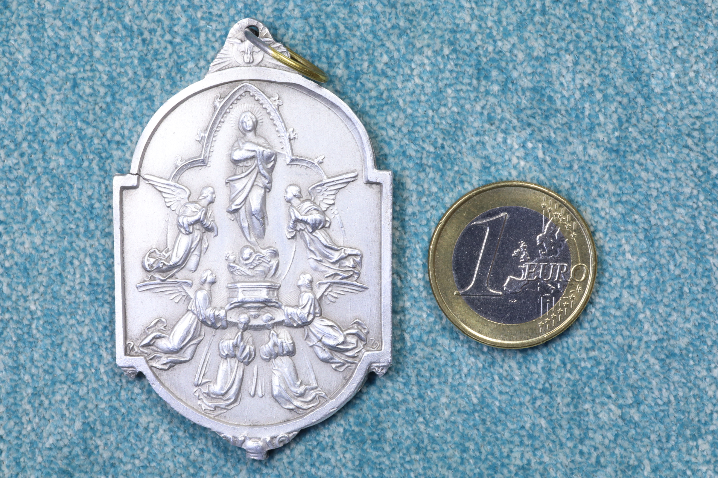 MEDALLA VIRGEN INMACULADA. ÁNGELES. ALUMINIO. 