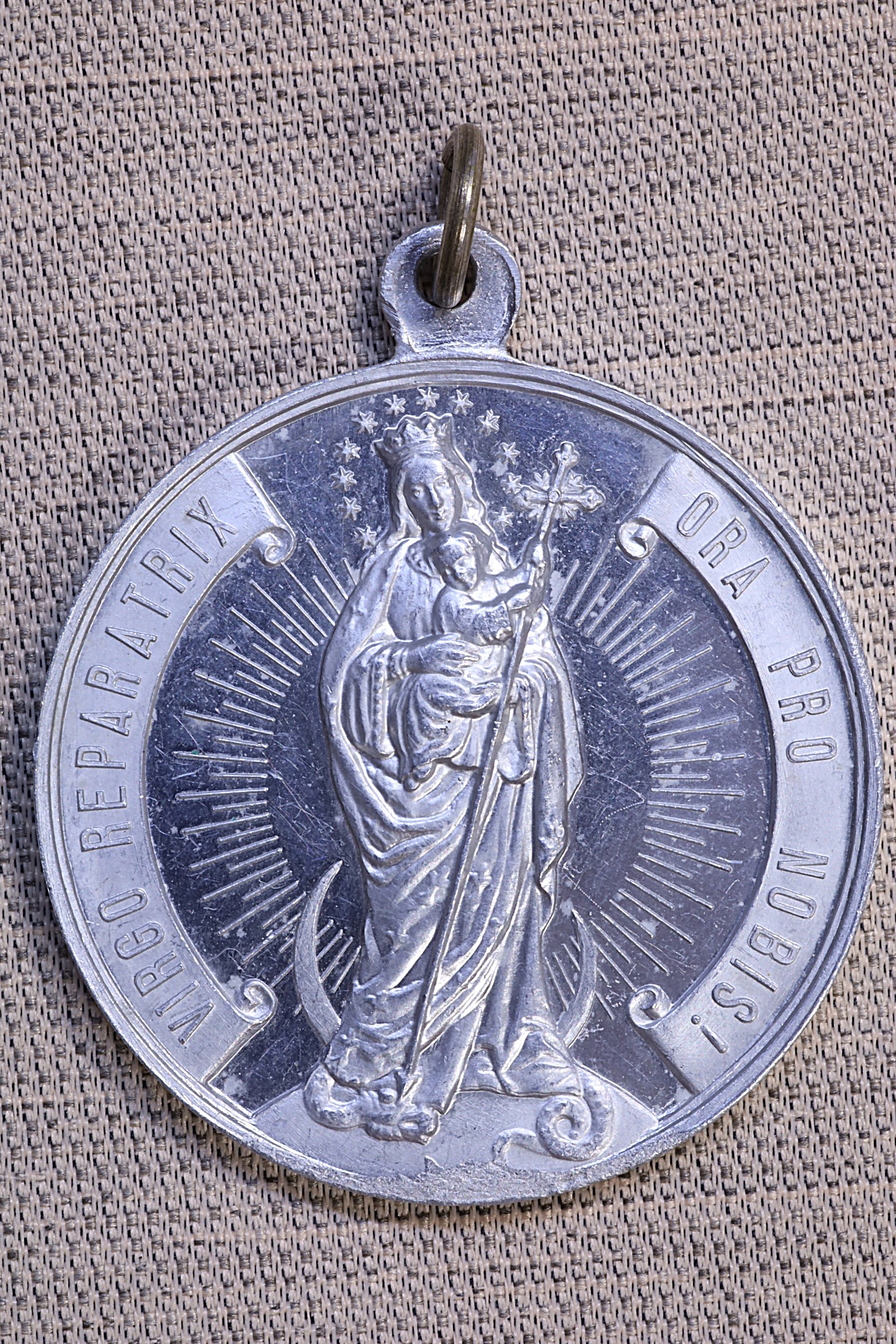 Antiques of virgin of reparation medal ora pro nobis aluminium