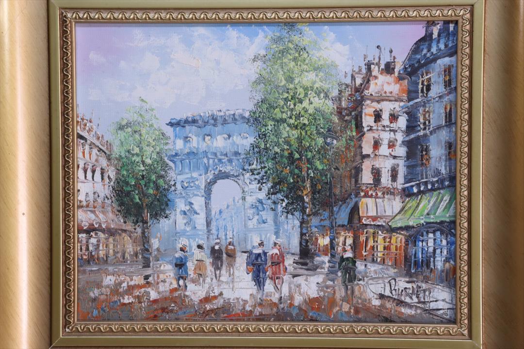 ÓLEO ARCO DEL TRIUNFO. PARÍS. FIRMADO. CAROLINE BURNETT. (t)