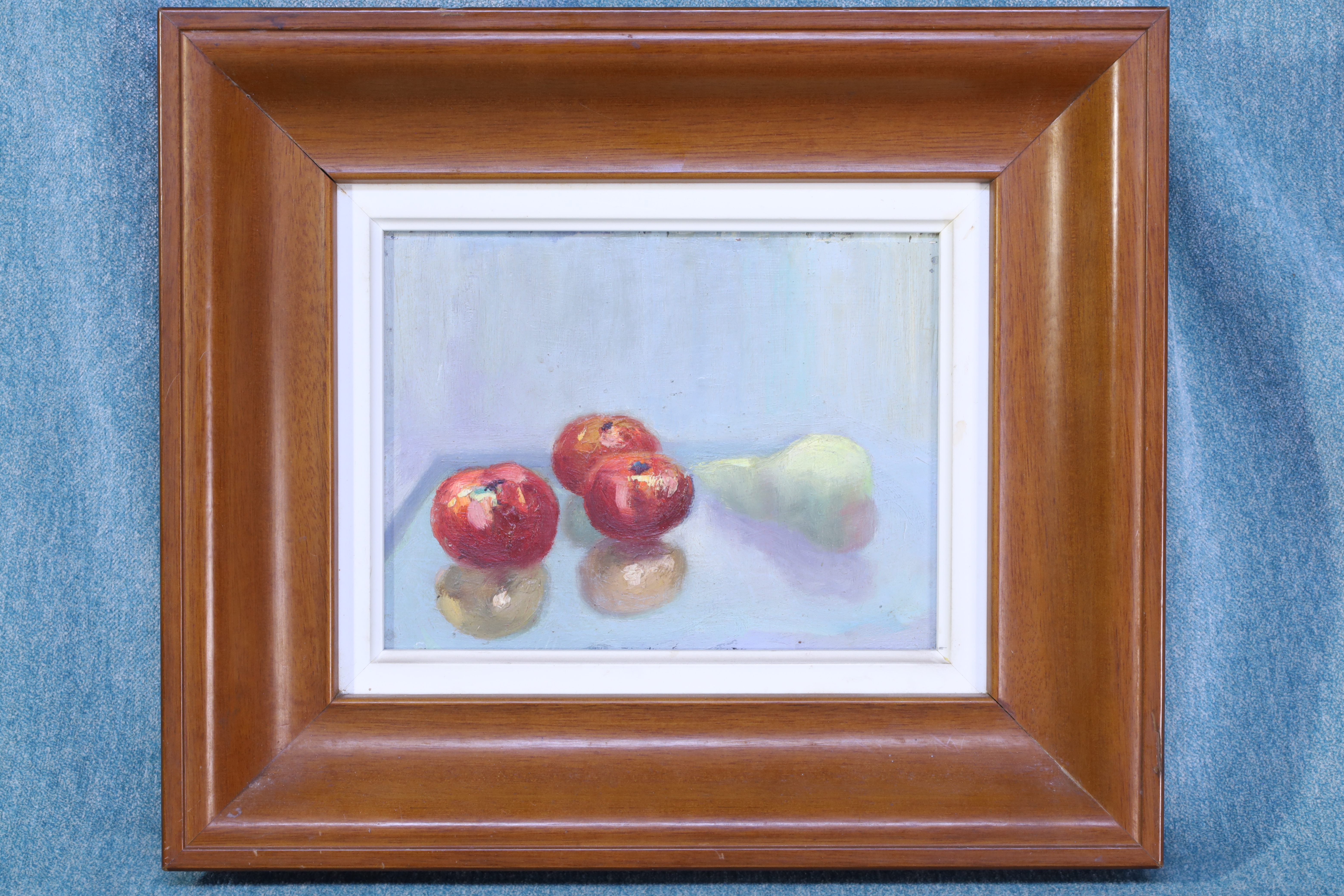 Antiques of oil painting apples and pear still life antonio bautista balastegui