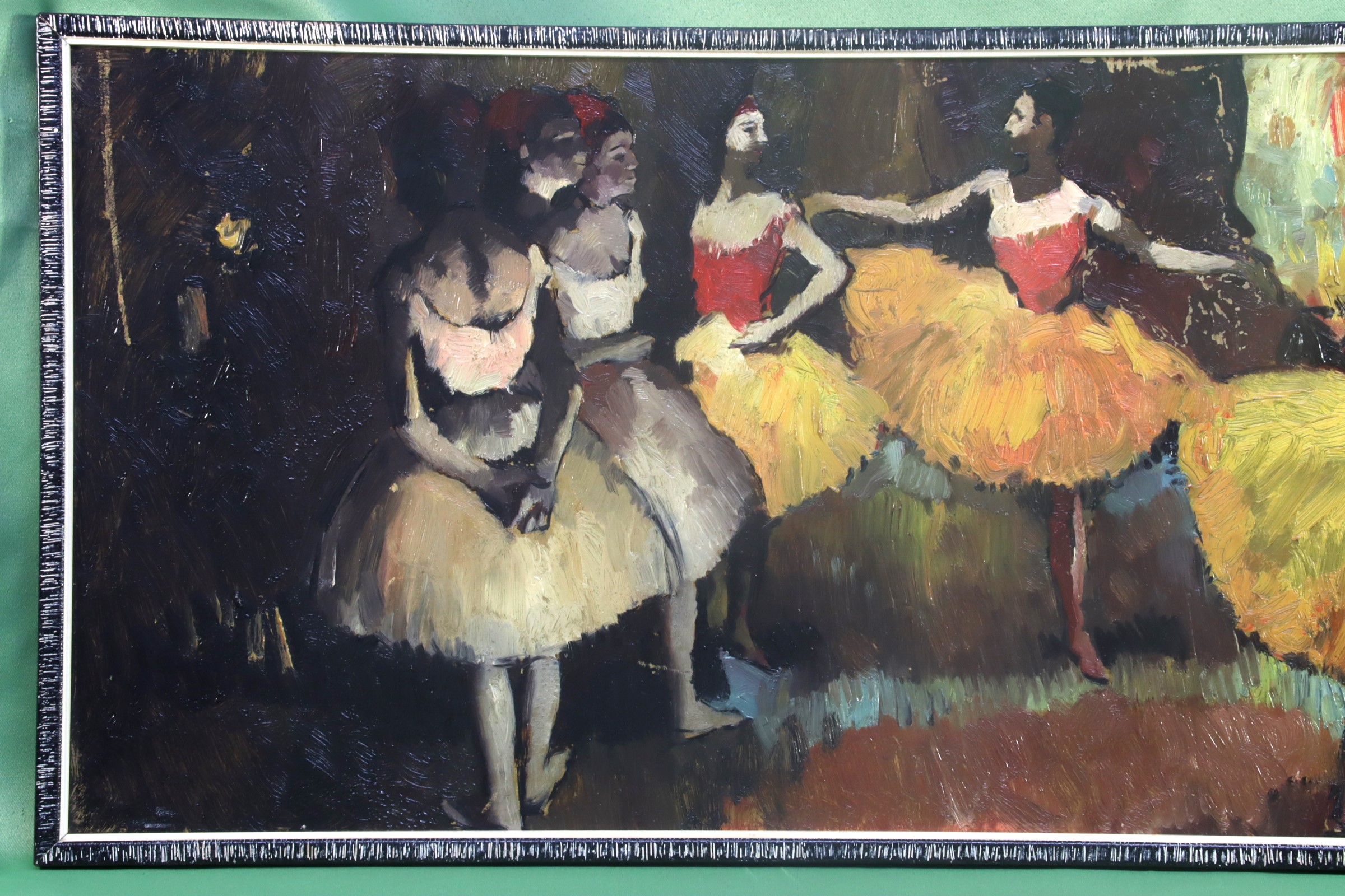 ÓLEO SOBRE CARTÓN. BAILARINAS. RECTANGULAR. FIRMADO. (t)