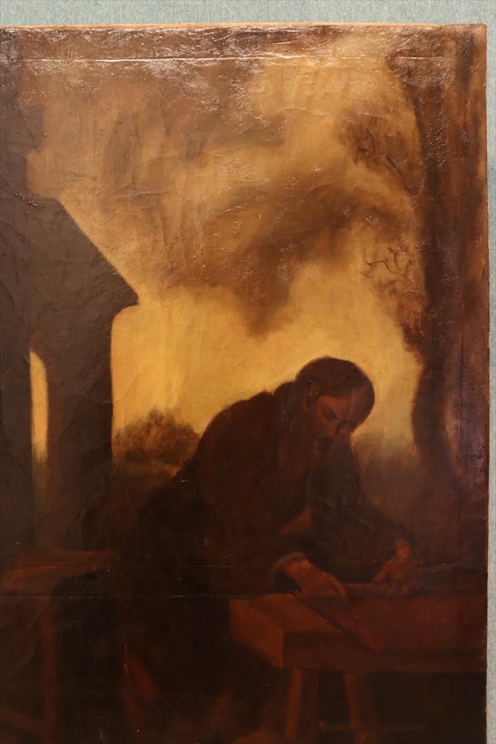 ÓLEO SOBRE LIENZO. SAGRADA FAMILIA. FIRMADO F. CABRERA. (t)