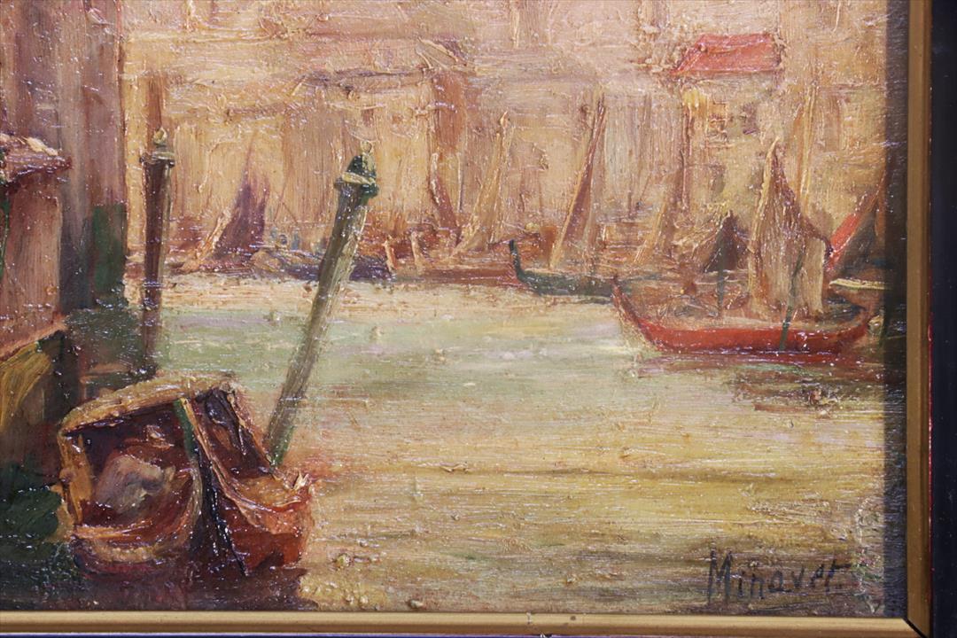 ÓLEO VISTA DE VENECIA. FIRMADO MINAVET. S.XX (t)