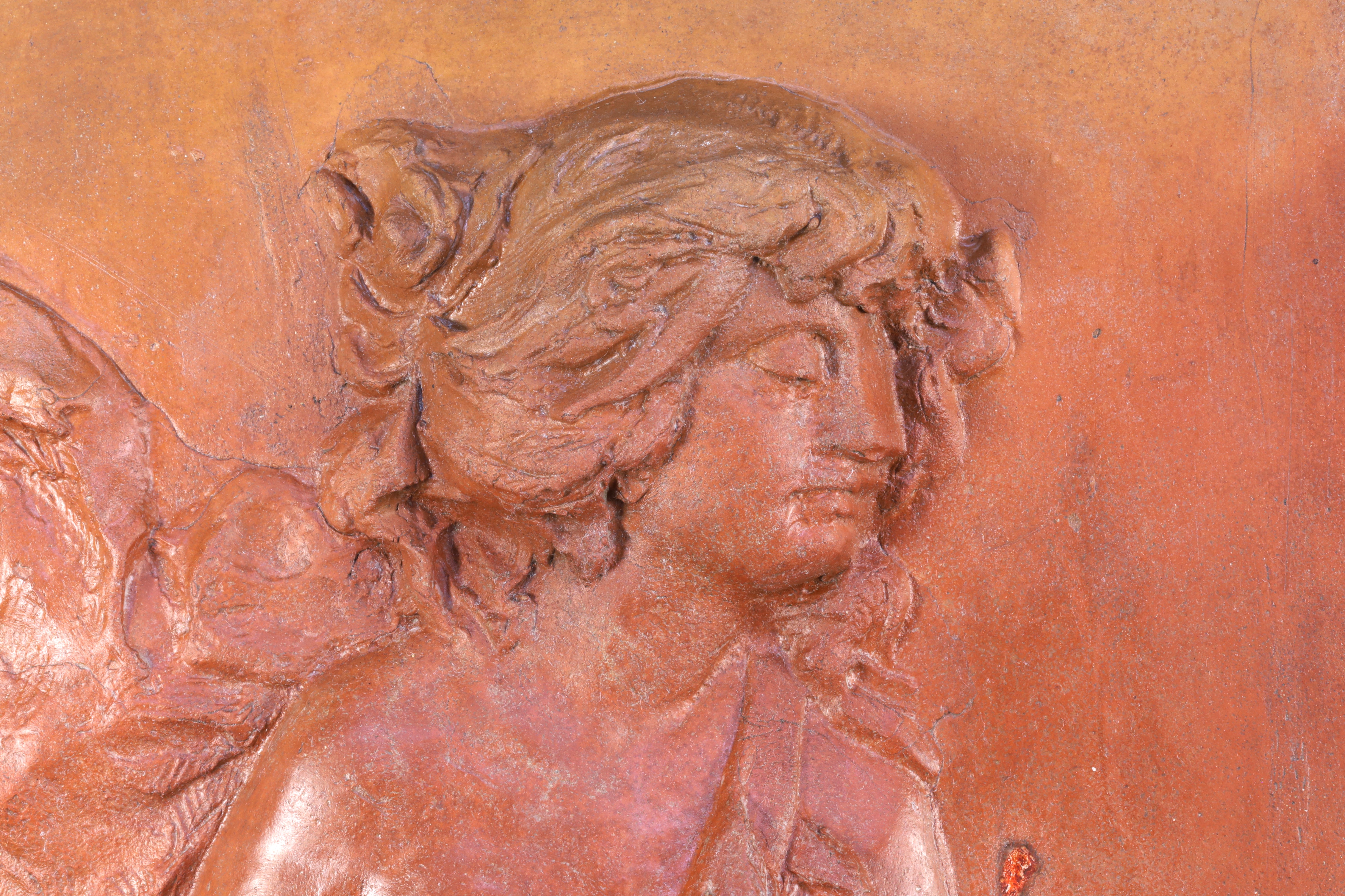 PLACA DE TERRACOTA. ALTORRELIEVE BODA ZEUS CON HERA. 