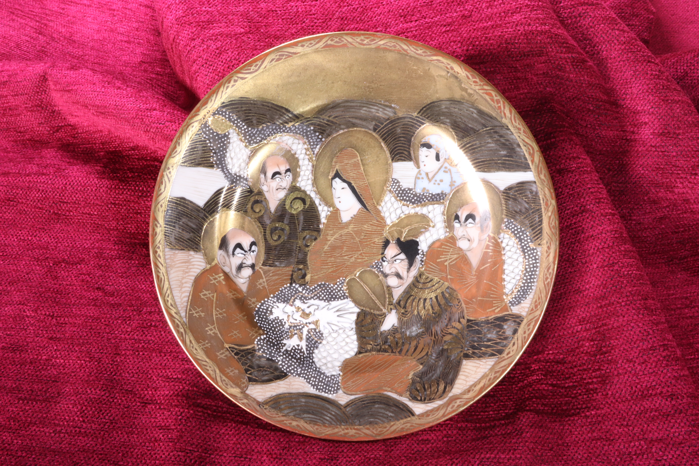 Antiques of medium satsuma porcelain plate japanese taisho