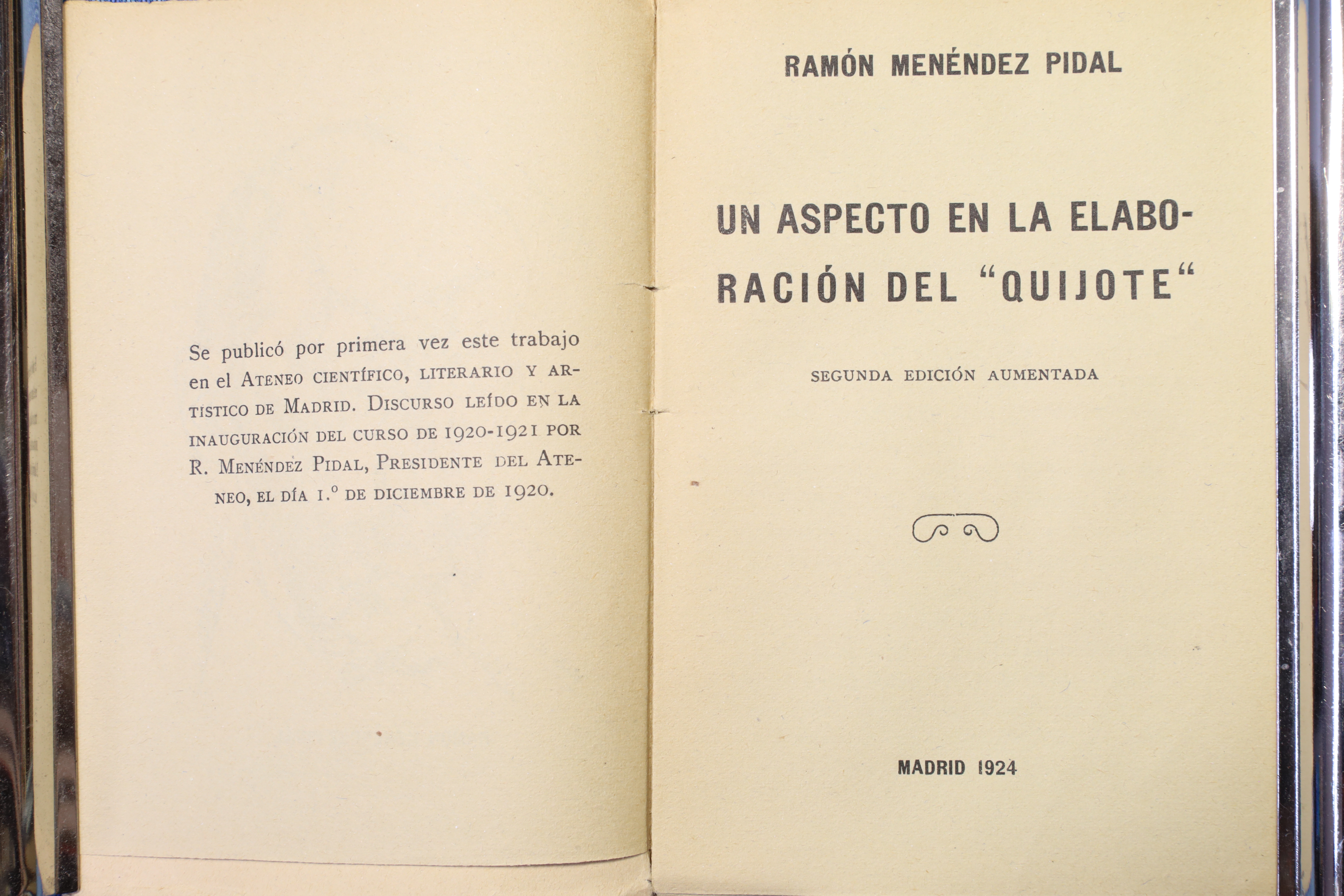 UN ASPECTO DE LA ELABORACIÓN DEL ''QUIJOTE''. 1924