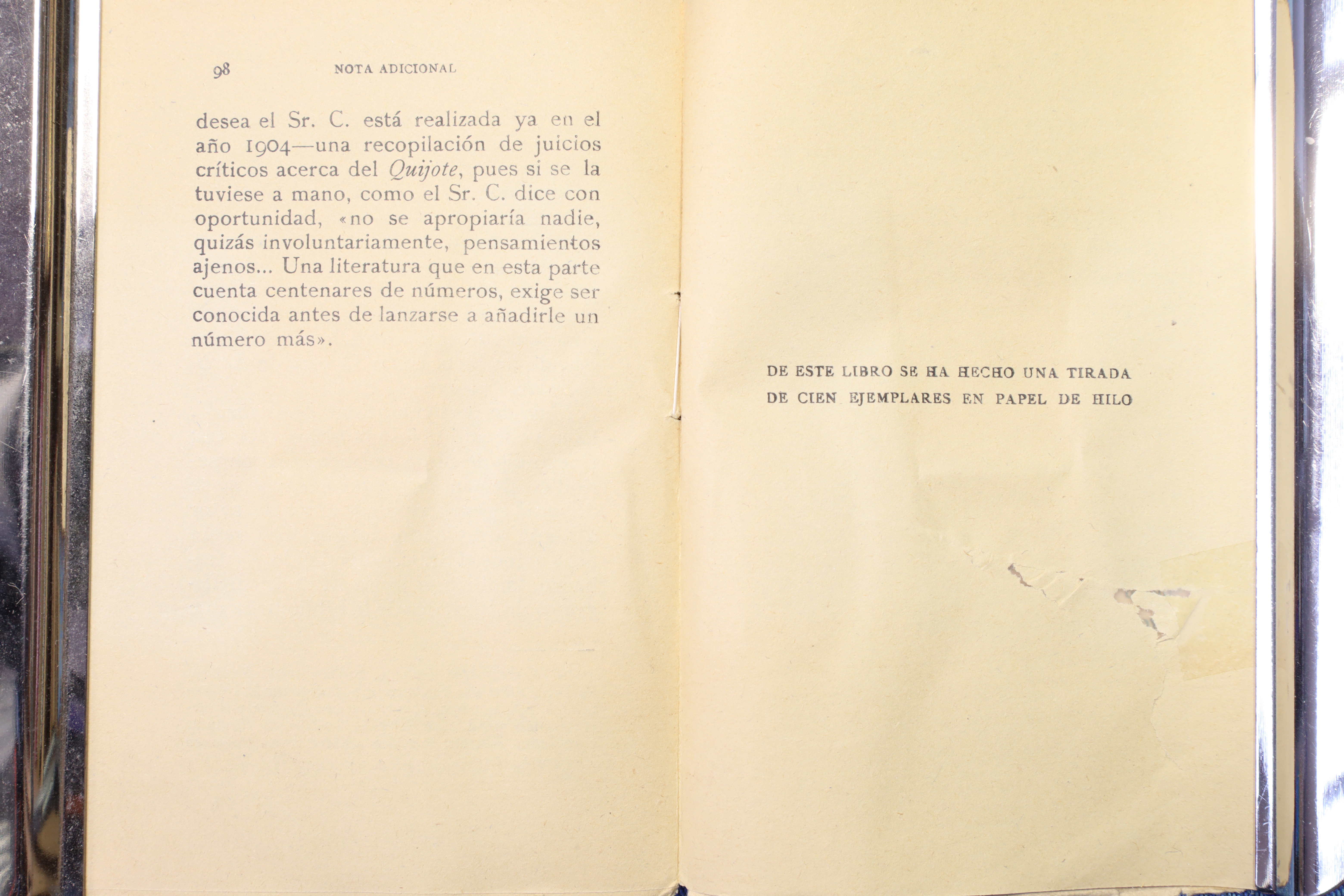 UN ASPECTO DE LA ELABORACIÓN DEL ''QUIJOTE''. 1924