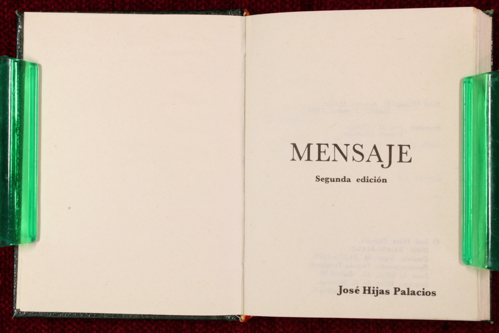 Mini Libro Mensaje. José Hijas Palacio. 1964