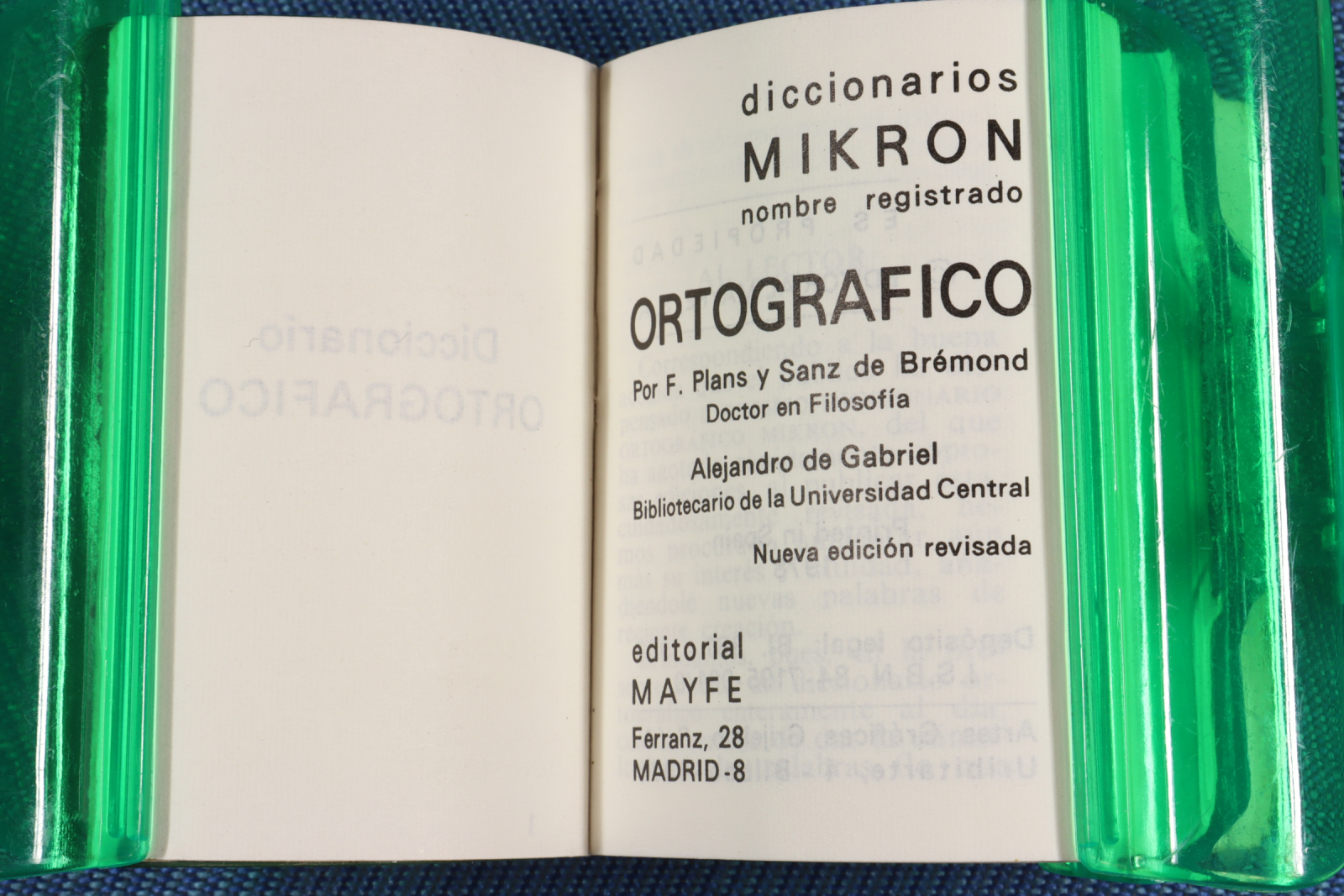 Diccionario Ortográfico Mikrón. Miniatura. 1978.